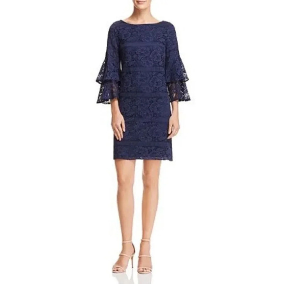Eliza J Dresses & Skirts - Eliza J Dress Women’s 6 Bell Sleeve Navy Blue Lace
